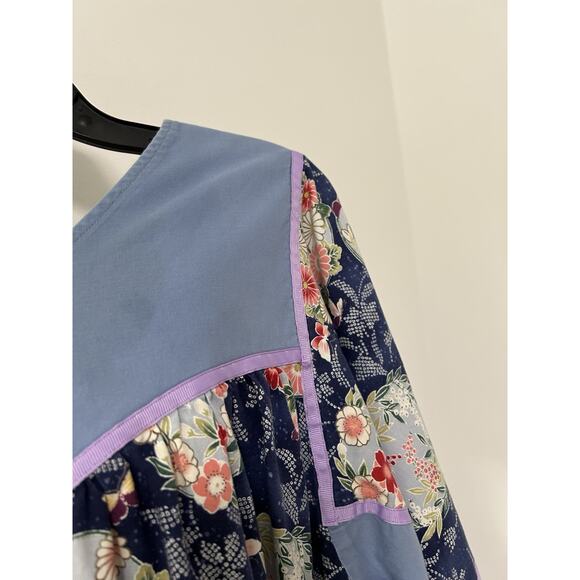 Vintage Kaftan Boho Mumu Dress Patchwork Hippie 80's Womens Size Medium Floral - Picture 4 of 9